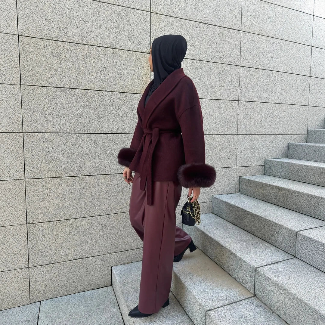 Luxury Woolcoat with Real Fox Fur