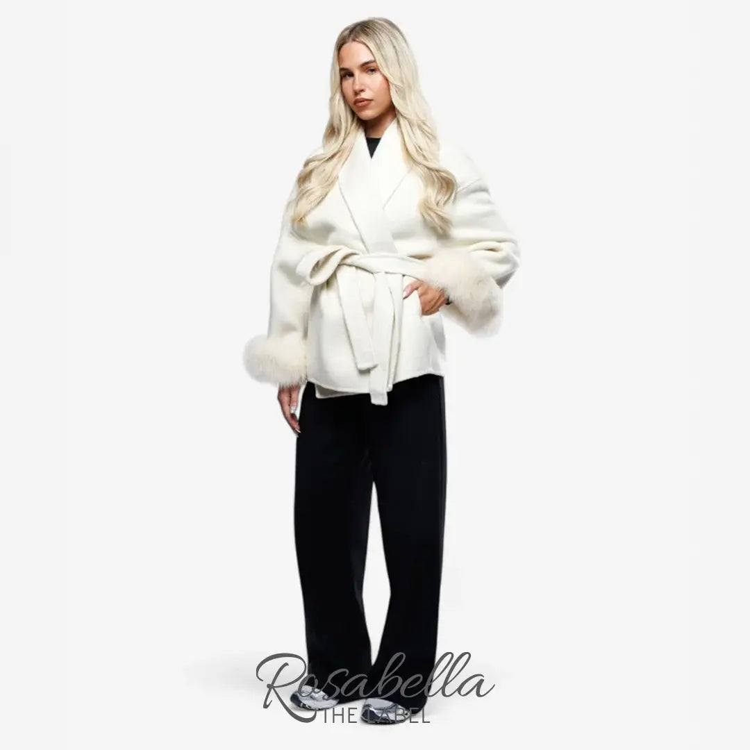 Wool Coat with Real Fur Cuffs