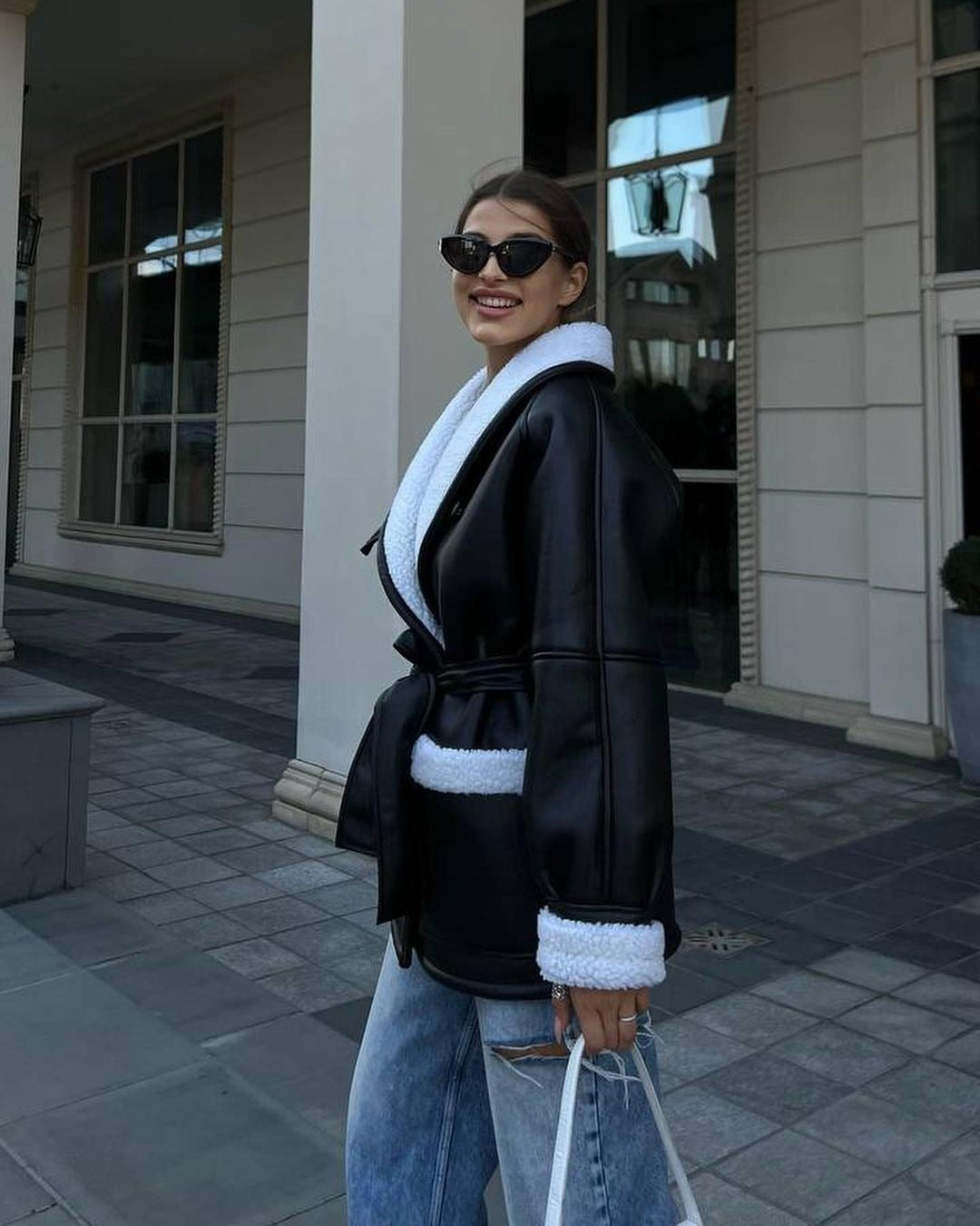 Oversized Leather Shearling Coat