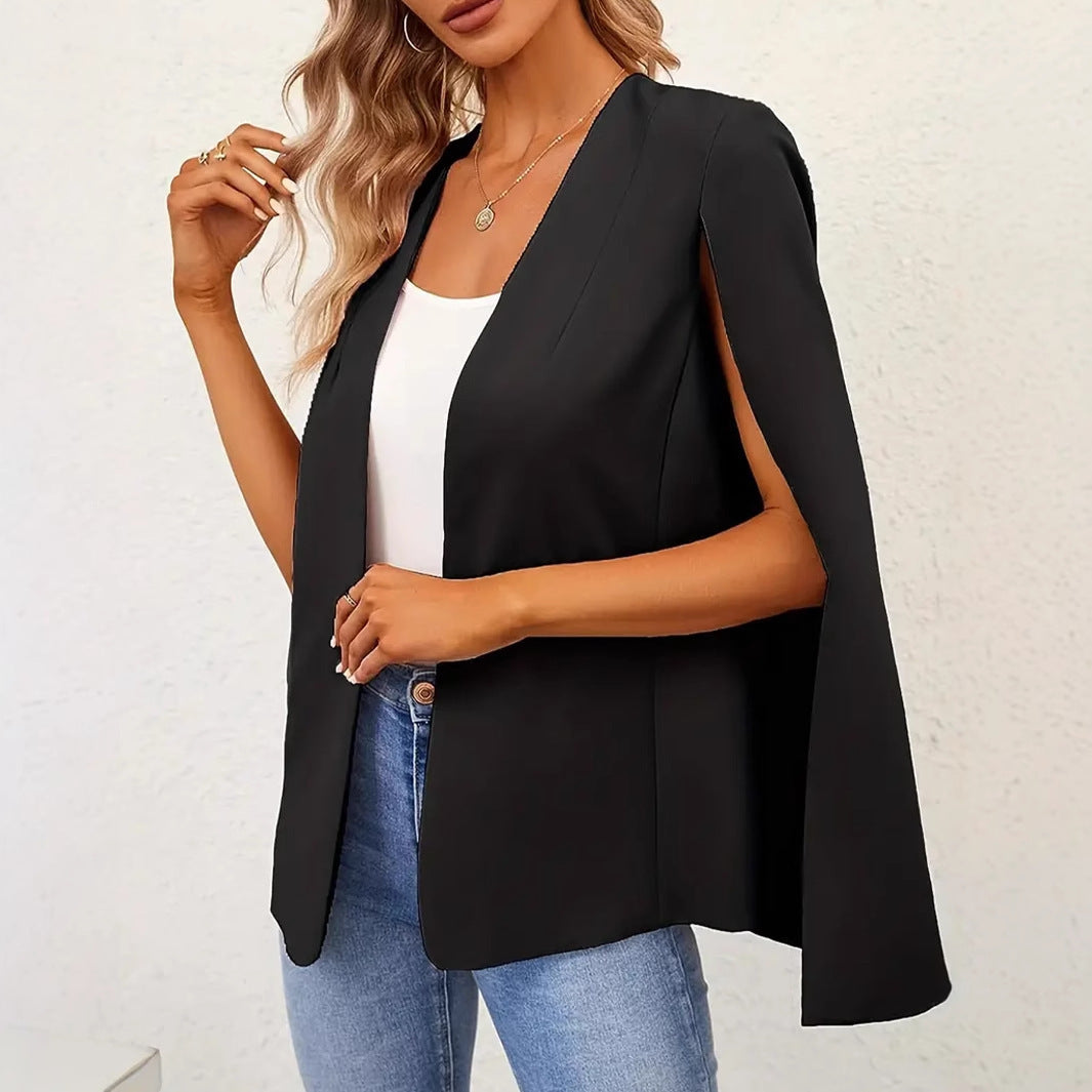 Cloak Solid Long Sleeve Cardigan Front Cape Sleeve Small Suit Jacket