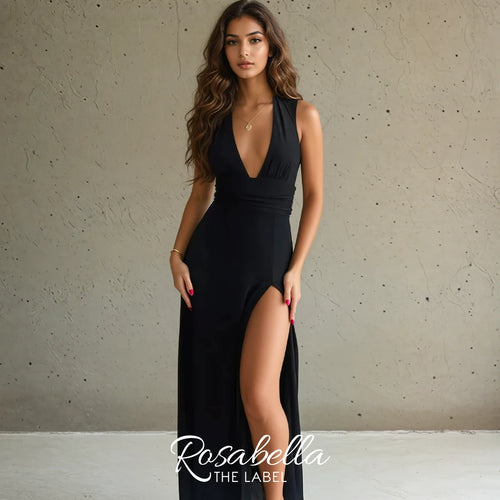 V-Neck Maxi Dress with Slit