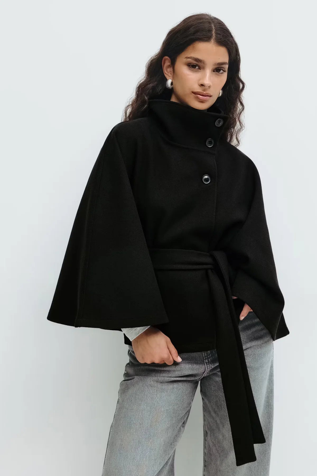Elegant Women’s Short Cape Coat