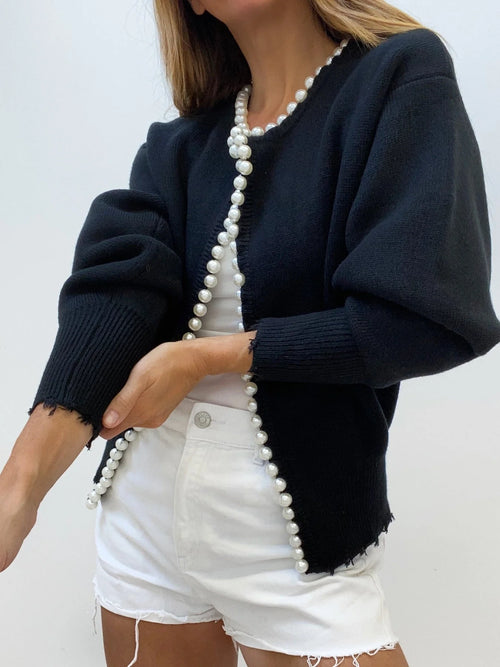 Pearl-Trim Cardigan