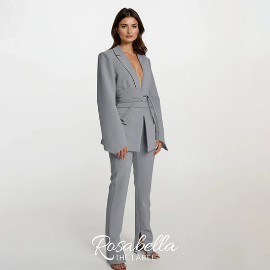 Suit with Belted Blazer