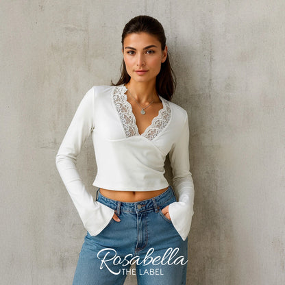 Chic V-Neck Trumpet Sleeve Top