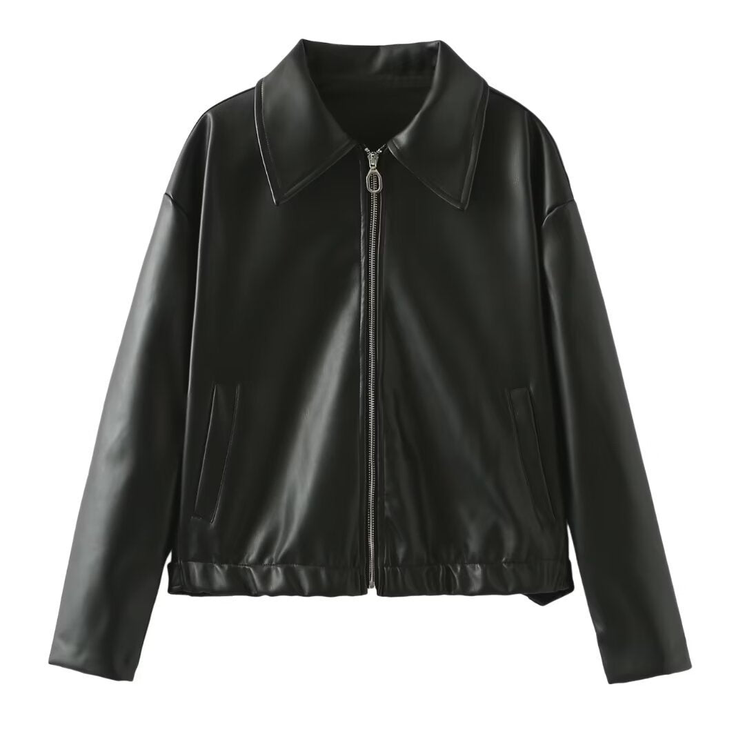 Leather Zip-Up Jacket