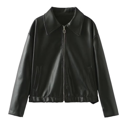 Leather Zip-Up Jacket